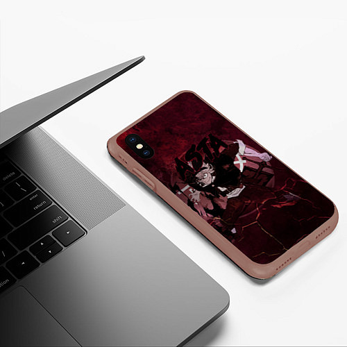 Чехол iPhone XS Max матовый Аста Черный клевер Red style / 3D-Коричневый – фото 3