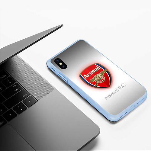 Чехол iPhone XS Max матовый F C Arsenal / 3D-Голубой – фото 3