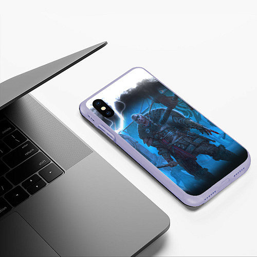 Чехол iPhone XS Max матовый ASSASSINS CREED VALHALLA ВАЛХАЛЛА / 3D-Светло-сиреневый – фото 3