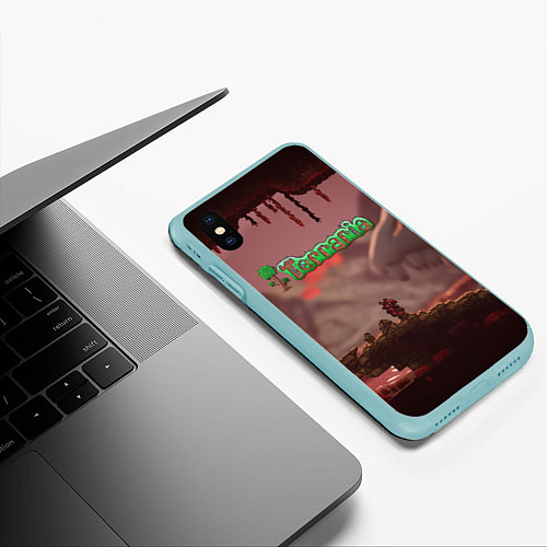 Чехол iPhone XS Max матовый Terraria Тэррария / 3D-Мятный – фото 3