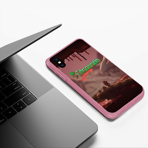 Чехол iPhone XS Max матовый Terraria Тэррария / 3D-Малиновый – фото 3