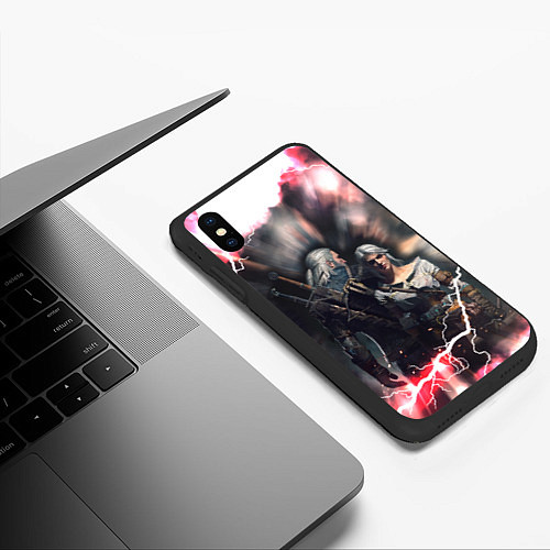 Чехол iPhone XS Max матовый Цирилла Геральт / 3D-Черный – фото 3