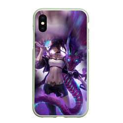 Чехол iPhone XS Max матовый LEAGUE OF LEGENDS AKALI ЛИГА ЛЕГЕНД АКАЛИ, цвет: 3D-салатовый