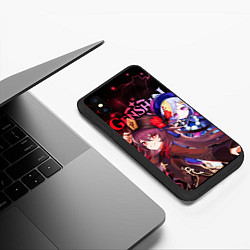 Чехол iPhone XS Max матовый Ху Тао и Ци Ци, Genshin Impact, цвет: 3D-черный — фото 2