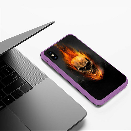 Чехол iPhone XS Max матовый Призрак в огне / 3D-Фиолетовый – фото 3