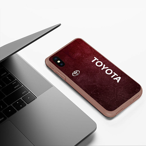 Чехол iPhone XS Max матовый TOYOTA RED GRUNGE / 3D-Коричневый – фото 3