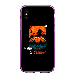 Чехол iPhone XS Max матовый Кладбище Halloween, цвет: 3D-фиолетовый