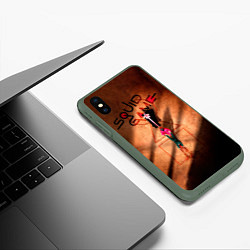 Чехол iPhone XS Max матовый Игра в кальмара: Постер, цвет: 3D-темно-зеленый — фото 2