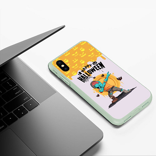 Чехол iPhone XS Max матовый Dab zombie halloween / 3D-Салатовый – фото 3