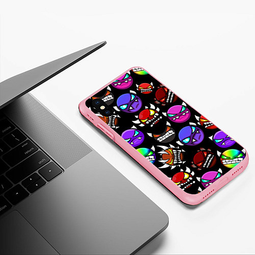 Чехол iPhone XS Max матовый Geometry Dash: Demons Squad / 3D-Баблгам – фото 3