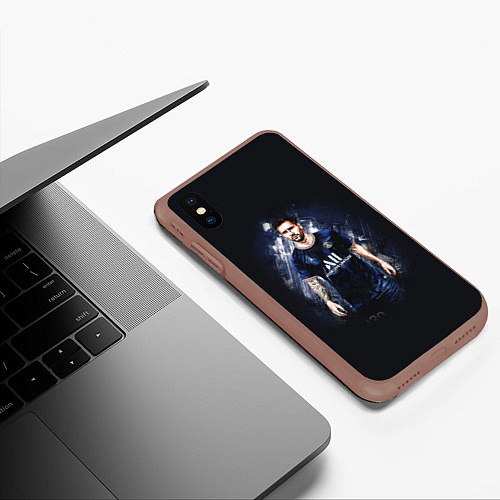 Чехол iPhone XS Max матовый Lionel Messi Paris Saint-Germain / 3D-Коричневый – фото 3