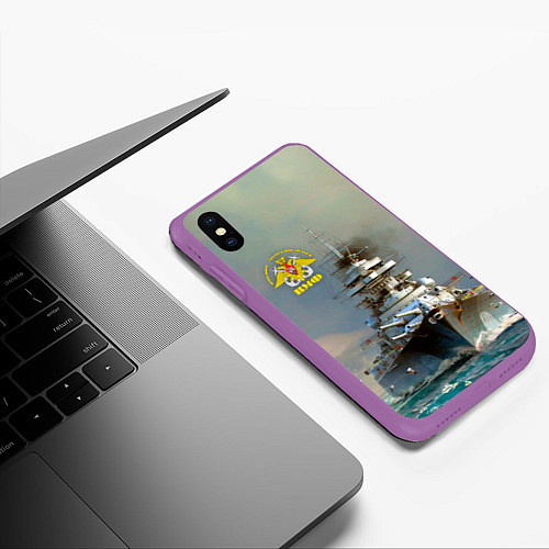 Чехол iPhone XS Max матовый ВМФ Военно-Морской Флот / 3D-Фиолетовый – фото 3