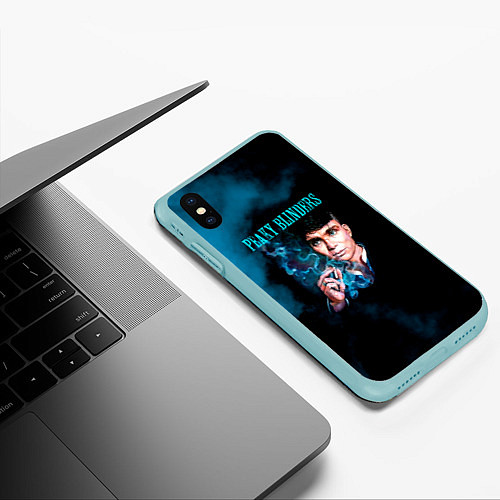 Чехол iPhone XS Max матовый Томас Шелби - Острые козырьки / 3D-Мятный – фото 3