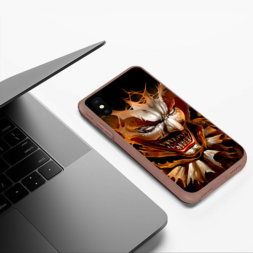 Чехол iPhone XS Max матовый Улыбка смерти в Хэллоуин / 3D-Коричневый – фото 3