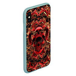 Чехол iPhone XS Max матовый Череп красного демона, цвет: 3D-мятный — фото 2