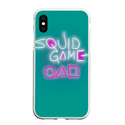 Чехол iPhone XS Max матовый Squid game a, цвет: 3D-белый