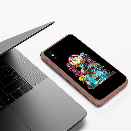 Чехол iPhone XS Max матовый Кальмар на дне океана / 3D-Коричневый – фото 3