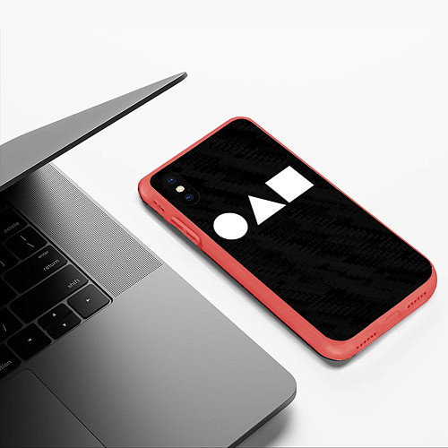 Чехол iPhone XS Max матовый Игра в кальмара: Фигуры / 3D-Красный – фото 3