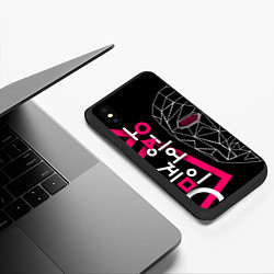 Чехол iPhone XS Max матовый Игра в кальмара: Маска ведущего, цвет: 3D-черный — фото 2