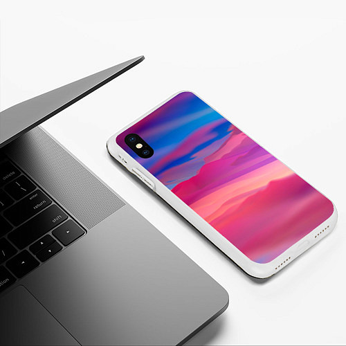 Чехол iPhone XS Max матовый Гармоничные цветовые волны / 3D-Белый – фото 3