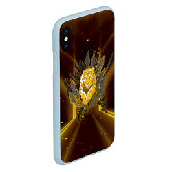 Чехол iPhone XS Max матовый Золотой тигр 2022, цвет: 3D-голубой — фото 2