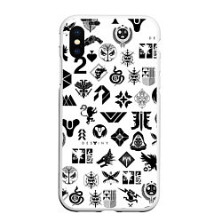 Чехол iPhone XS Max матовый DESTINY 2 LOGO PATTERN ДЕСТИНИ, цвет: 3D-белый