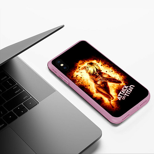 Чехол iPhone XS Max матовый Женская Особь Атака титанов / 3D-Розовый – фото 3