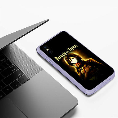 Чехол iPhone XS Max матовый Микаса Аккерман - Атака титанов / 3D-Светло-сиреневый – фото 3