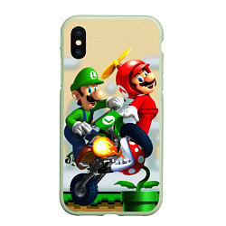 Чехол iPhone XS Max матовый MarioHelmet, цвет: 3D-салатовый