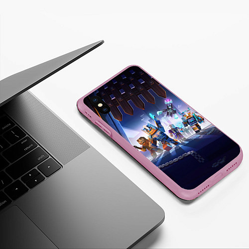 Чехол iPhone XS Max матовый MINECRAFT АРМИЯ КРИПЕРОВ / 3D-Розовый – фото 3