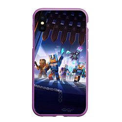 Чехол iPhone XS Max матовый MINECRAFT АРМИЯ КРИПЕРОВ, цвет: 3D-фиолетовый