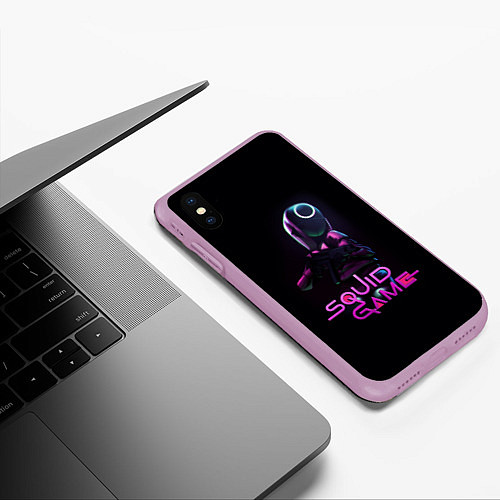 Чехол iPhone XS Max матовый Игра в кальмара - символ круг / 3D-Сиреневый – фото 3