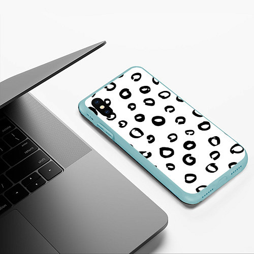 Чехол iPhone XS Max матовый Леопардовый окрас / 3D-Мятный – фото 3