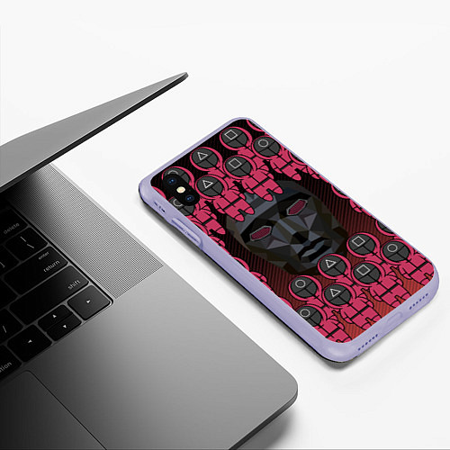Чехол iPhone XS Max матовый ВЕДУЩИЙ С ОХРАННОЙ GUARDS / 3D-Светло-сиреневый – фото 3