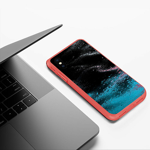 Чехол iPhone XS Max матовый Распад красок / 3D-Красный – фото 3