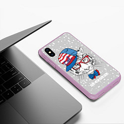 Чехол iPhone XS Max матовый Крутой белый тигр, цвет: 3D-сиреневый — фото 2