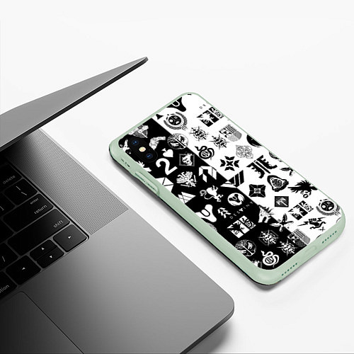 Чехол iPhone XS Max матовый DESTINY LOGOBOMBING ЧЁРНО БЕЛОЕ / 3D-Салатовый – фото 3