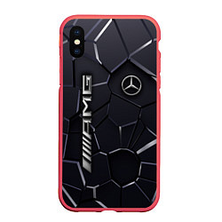 Чехол iPhone XS Max матовый Mercedes AMG 3D плиты, цвет: 3D-красный