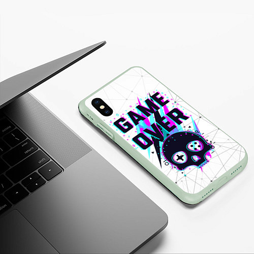 Чехол iPhone XS Max матовый Game OVER - NEON 3D / 3D-Салатовый – фото 3