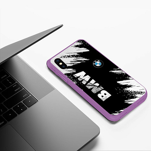 Чехол iPhone XS Max матовый BMW GRUNGE БМВ ГРАНЖ / 3D-Фиолетовый – фото 3