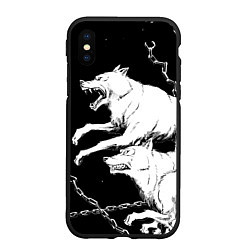Чехол iPhone XS Max матовый Белые волки, цвет: 3D-черный