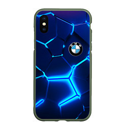 Чехол iPhone XS Max матовый BMW LOGO 3Д ПЛИТЫ ГЕОМЕТРИЯ, цвет: 3D-темно-зеленый