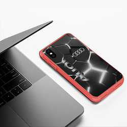Чехол iPhone XS Max матовый AUDI GREY 3D ПЛИТЫ, цвет: 3D-красный — фото 2