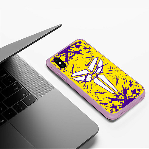 Чехол iPhone XS Max матовый ЛЕЙКЕРС LOS ANGELES LAKERS, / 3D-Сиреневый – фото 3