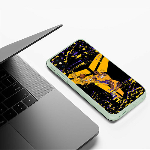 Чехол iPhone XS Max матовый Los angeles lakers NBA / 3D-Салатовый – фото 3