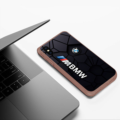 Чехол iPhone XS Max матовый BMW sport 3D плиты 3Д плиты / 3D-Коричневый – фото 3