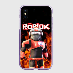 Чехол iPhone XS Max матовый ROBLOX FIRE РОБЛОКС ОГОНЬ ПОЖАРНЫЙ, цвет: 3D-светло-сиреневый