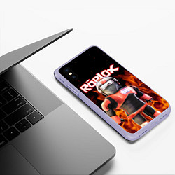 Чехол iPhone XS Max матовый ROBLOX FIRE РОБЛОКС ОГОНЬ ПОЖАРНЫЙ, цвет: 3D-светло-сиреневый — фото 2