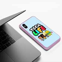 Чехол iPhone XS Max матовый Toca Life: Logo, цвет: 3D-сиреневый — фото 2