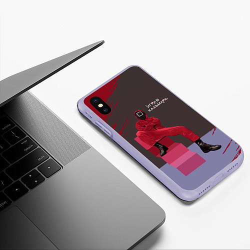 Чехол iPhone XS Max матовый КВАДРАТ НА ОТДЫХЕ ИГРА В КАЛЬМАРА / 3D-Светло-сиреневый – фото 3